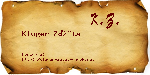 Kluger Zéta névjegykártya